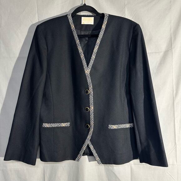 Vintage Pendleton Jacket Womens Large Black Blazer Virgin Wool Made USA Button - Picture 6 of 8